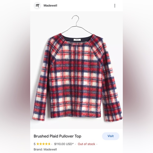 Madewell Wool w/ Pockets! Plaid Sweater XS - Picture 7 of 7